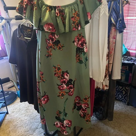 Piphany Green Floral Ruffle Dress BNWT - Picture 4 of 6